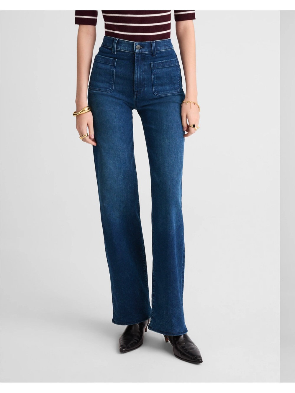 Madewell Emmett High-Rise Wide-Leg Jeans in Dark Blue Denim